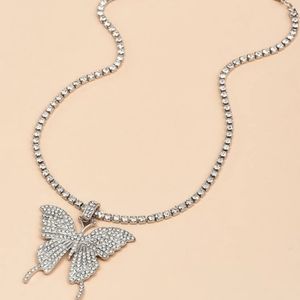 Rhinestone Butterfly Charm Necklace